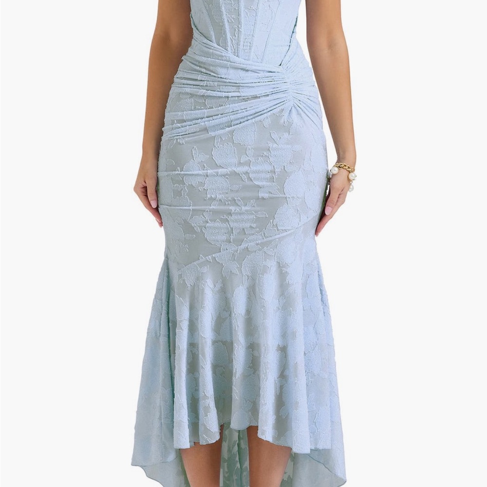 Elegant Light Blue Lace Dress